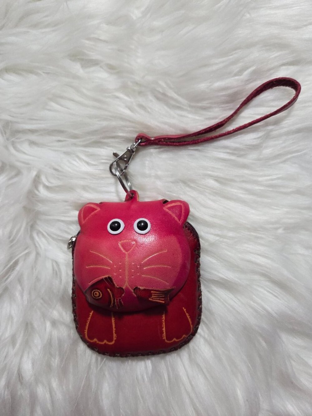 Leather Cat Design Coin Purse